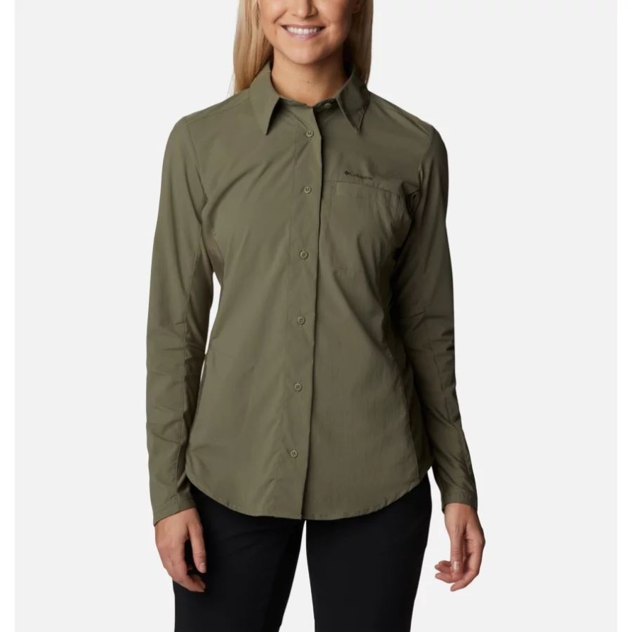 Claudia Ridge Langarmshirt Für Damen Stone Green Columbia