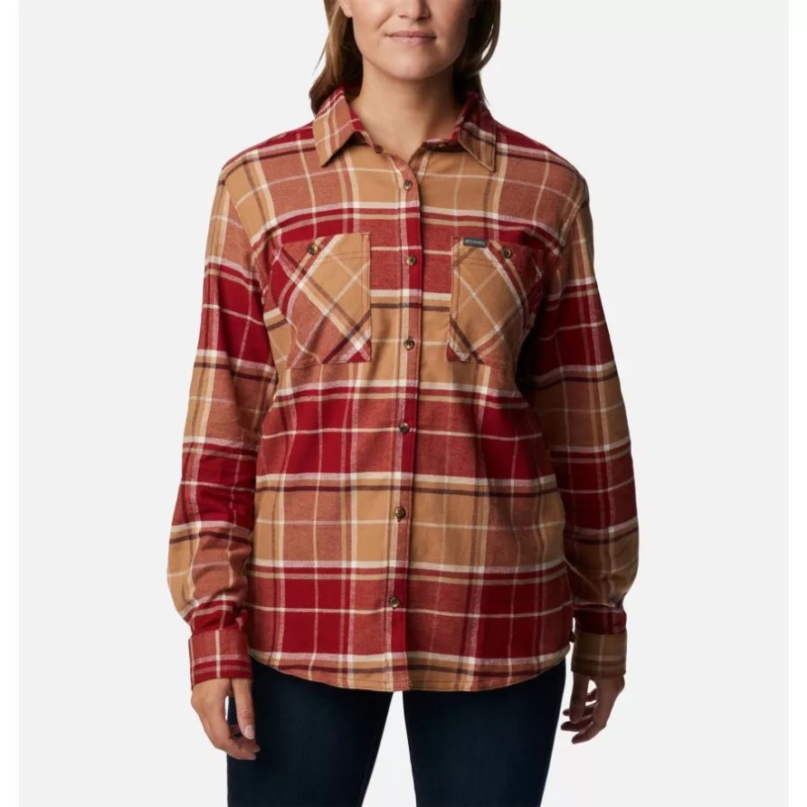 Clay Hills Stretch-Flanellhemd Für Damen Columbia Beet Boyfriend Tartan