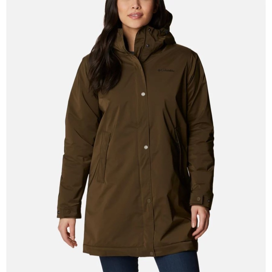 Clermont Gefütterte Regenjacke Für Damen Olive Green Columbia