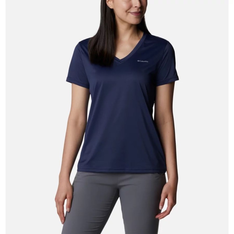 Columbia Hike Kurzarm-Shirt Mit V-Ausschnitt Für Damen Columbia Nocturnal