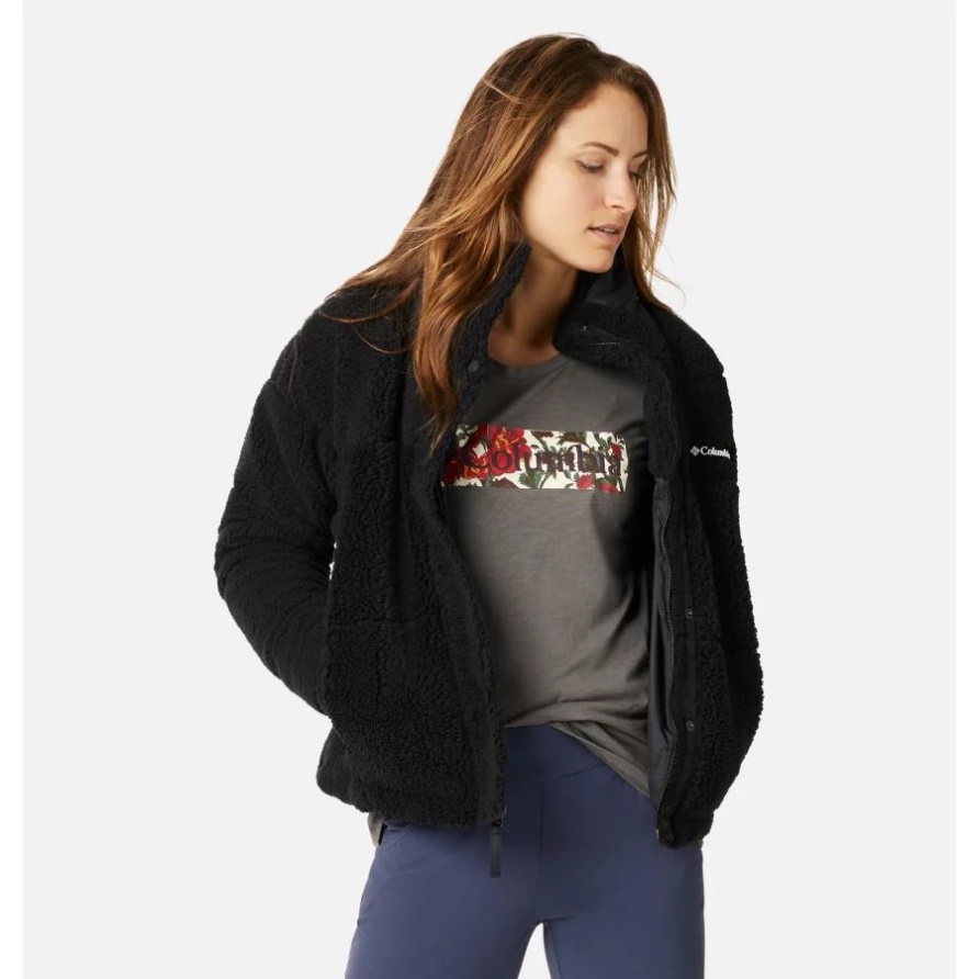Columbia Lodge Baffled Sherpa-Fleecejacke Für Damen Schwarz Columbia