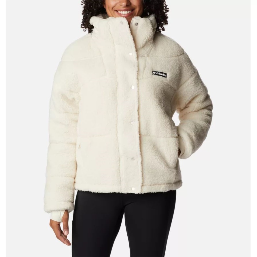Columbia Lodge Baffled Sherpa-Fleecejacke Für Damen Columbia Chalk