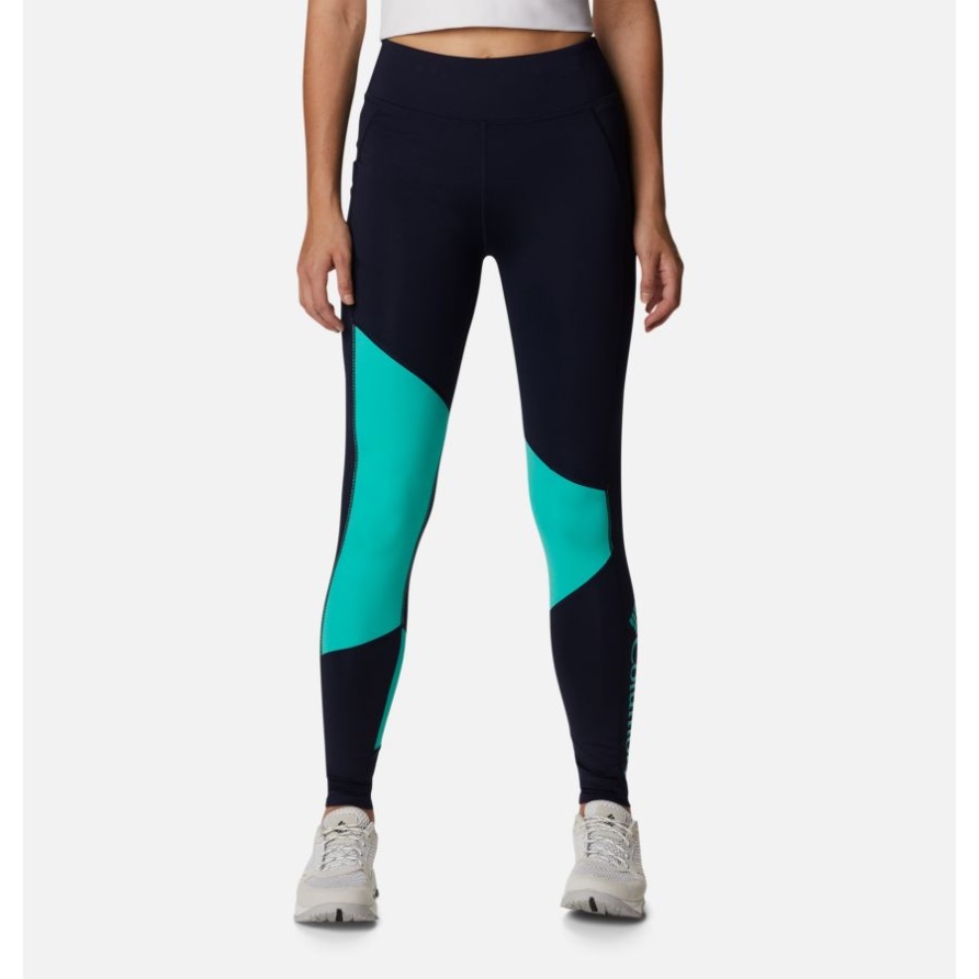 Columbia Lodge Farbblockstrumpfhose Für Damen Dunkel Nachtaktiv/elektrisch Türkis Columbia