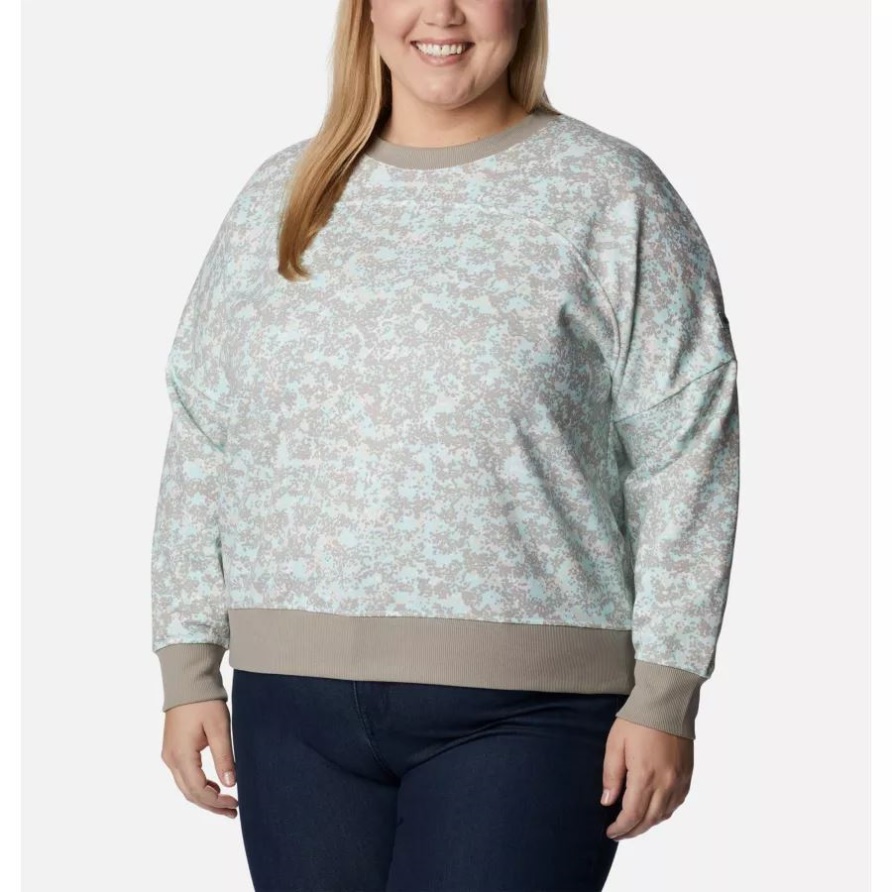 Columbia Lodge French Terry Crew Plus Size Chalk Dotty Disguise Columbia Für Damen