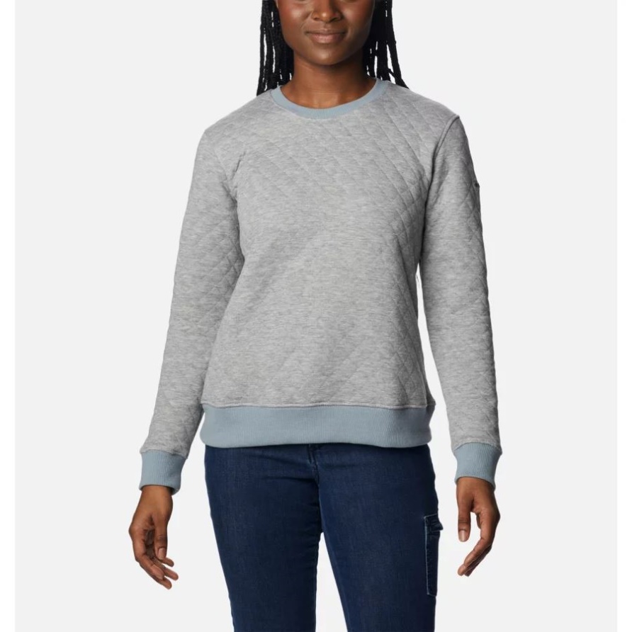 Columbia Lodge Quilted Crew Sweatshirt Für Damen Columbia Light Grey Heather