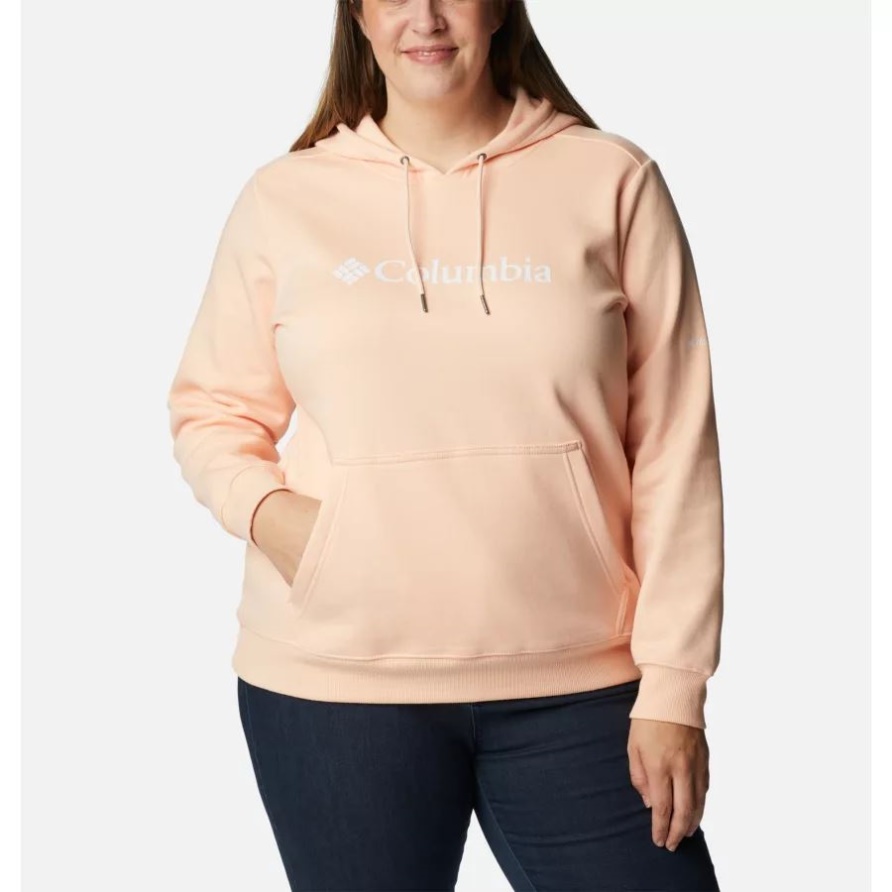 Columbia-Logo-Hoodie Für Frauen In Übergröße Pfirsichblüte Columbia