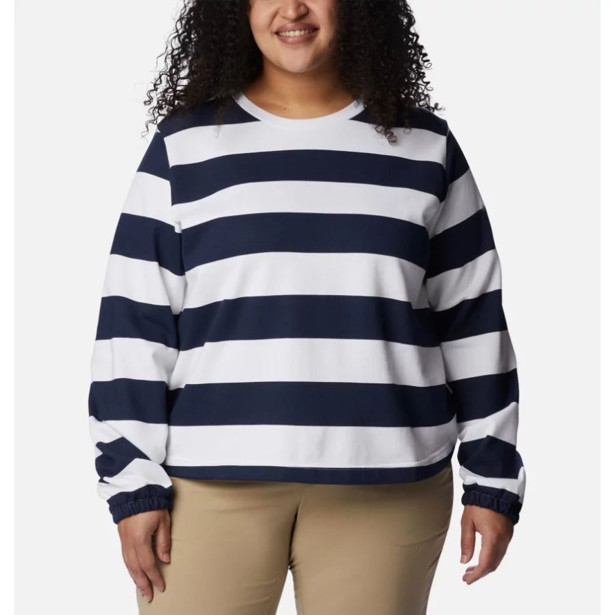 Columbia Trek Fransenfrottee Für Damen Mit Grafik-crew Plus Collegiate Navy/rugby Stripe Columbia