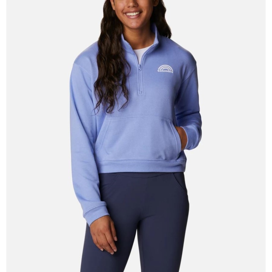Columbia Trek French Terry Sweatshirt Mit Halbem Reißverschluss Für Damen Columbia Serenity Heather/Rainbow