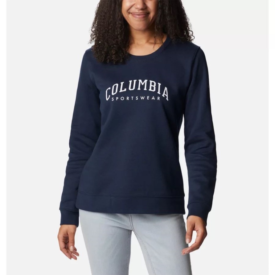 Columbia Trek Graphic Crew Sweatshirt Für Damen Collegiate Navy/CSC Collegiate Columbia