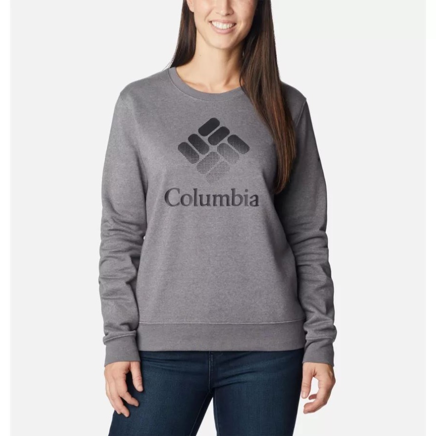 Columbia-Trek-Sweatshirt Mit Rundhalsausschnitt Für Damen Columbia City Grey Hthhr/Black CSC Stacked Logo