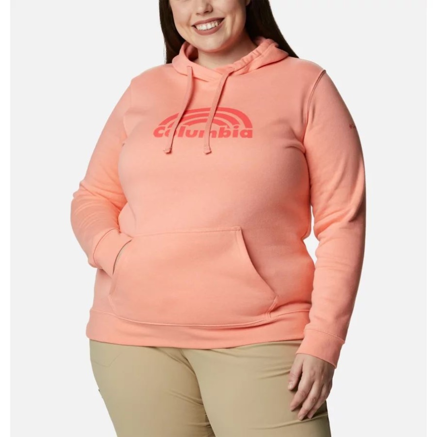 Columbia-Trek-Grafik-Hoodie Für Damen In Übergröße Columbia-Korallenriff/Regenbogen