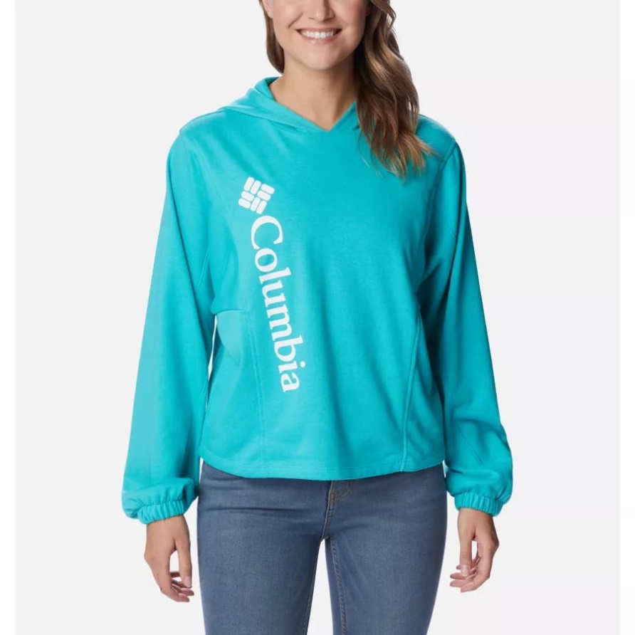 Columbia Trek Saison-Hoodie Aus French Terry Für Damen, Helles Aqua/weißes Logo Columbia