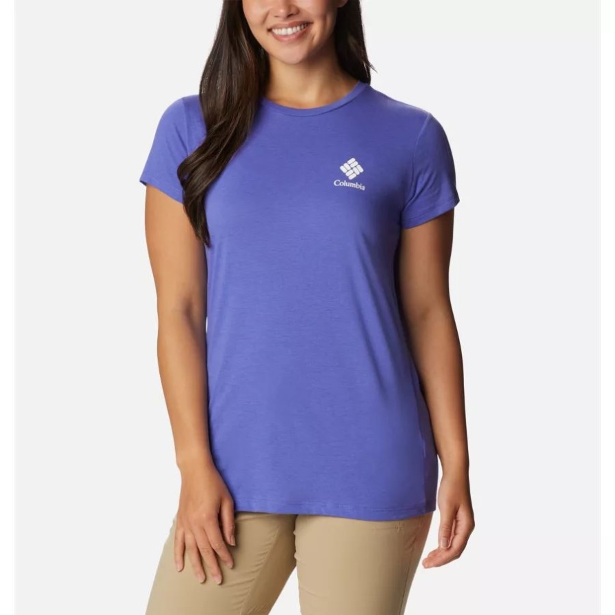 Columbia Trek Kurzarm-Grafikshirt Für Damen Lila Lotus/CSC Stacked Mini Graphic Columbia