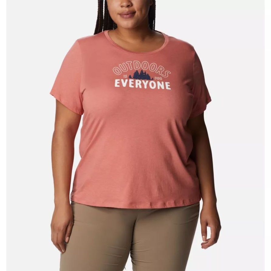 Gänseblümchen-Tages-Grafik-T-Shirt Für Frauen In Übergröße, Dunkle Koralle, Heidekraut/Suche Im Freien, Kolumbien