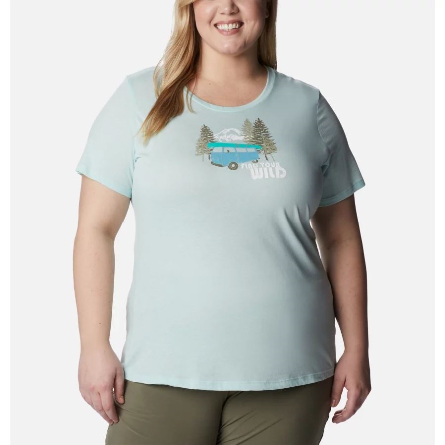 Gänseblümchen-Tages-Grafik-T-Shirt Für Frauen In Übergröße Icy Morn Heather/Van Life Columbia