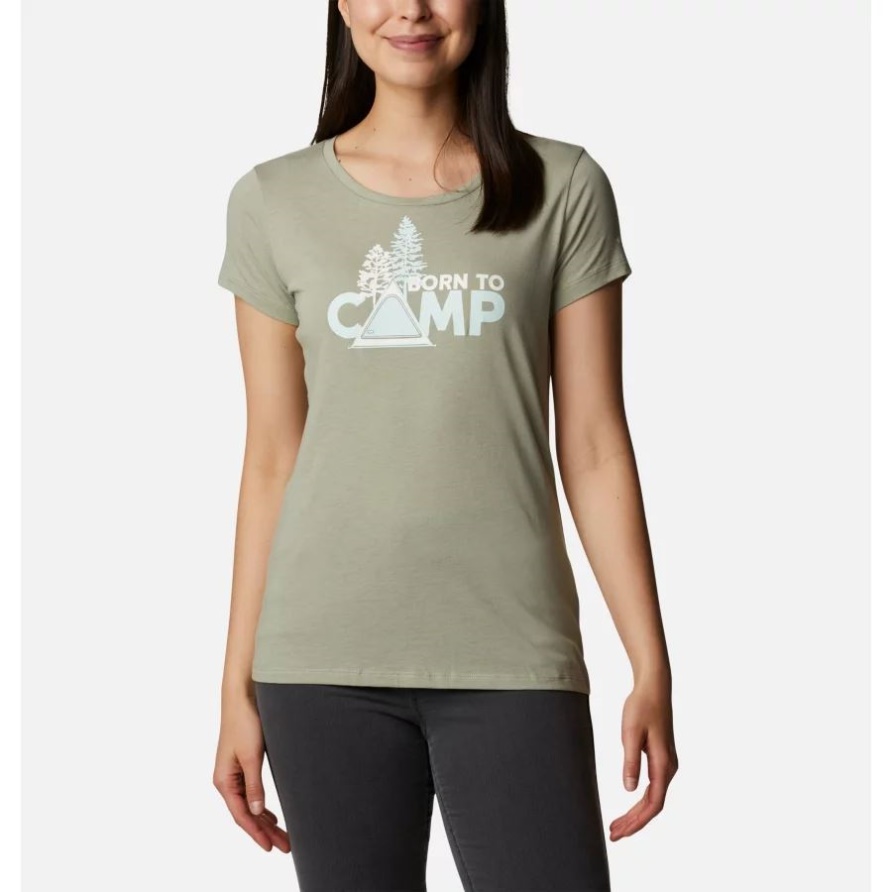 Gänseblümchen-Tages-Grafik-T-Shirt Für Damen Safari Heather/born To Camp Columbia