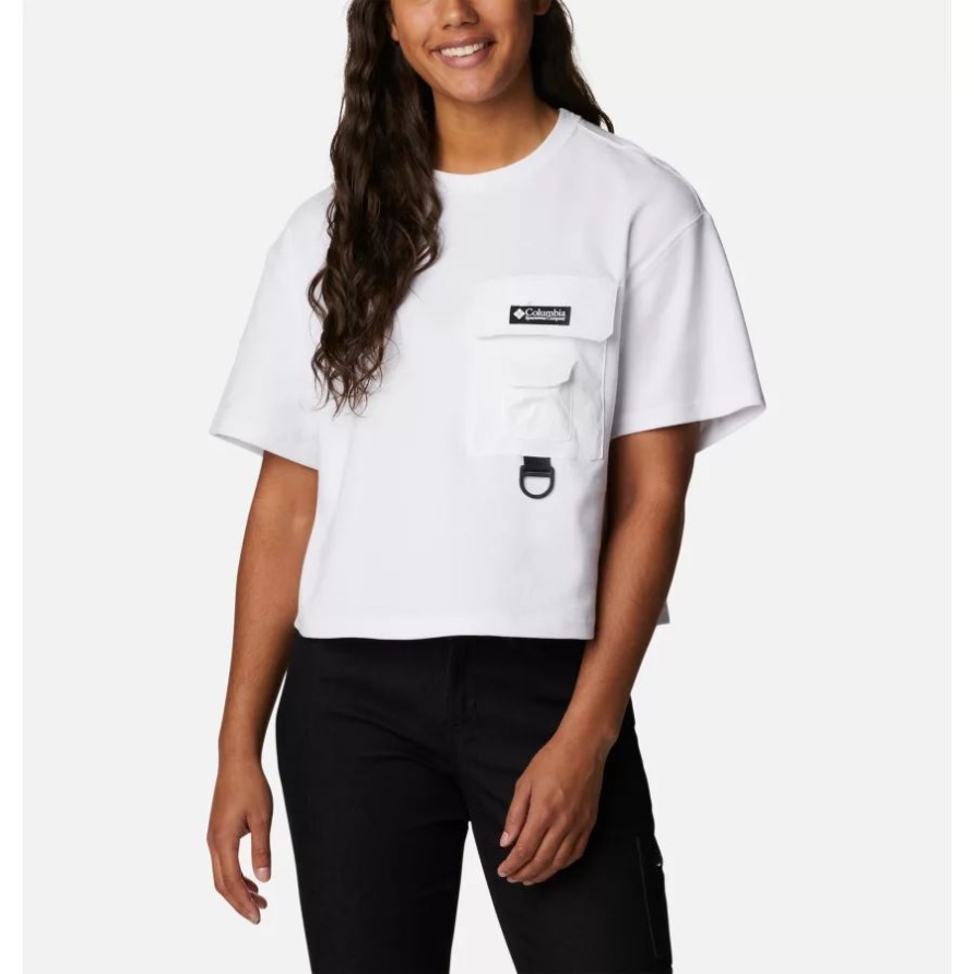 Kurzarm-Crop-Shirt Von Field Creek Für Damen Columbia White