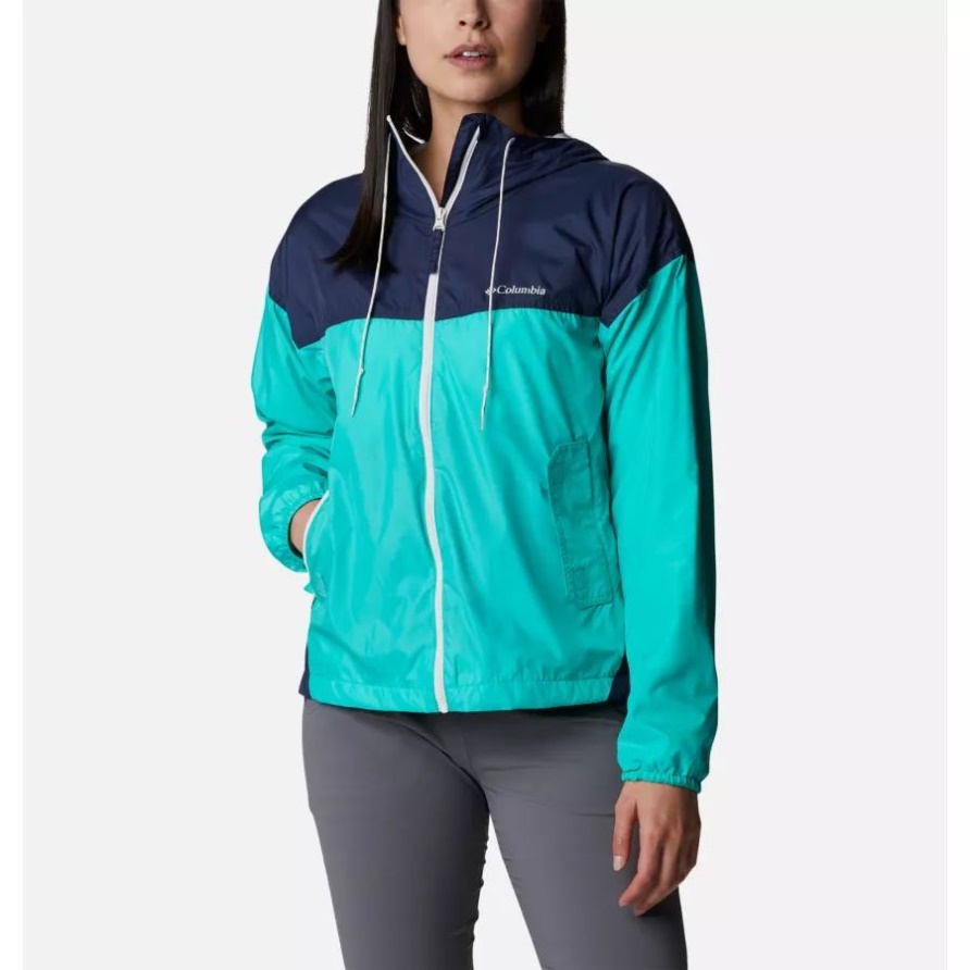 Damen-Windjacke Flash Challenger Mit Fleecefutter Columbia Electric Türkis/nocturnal