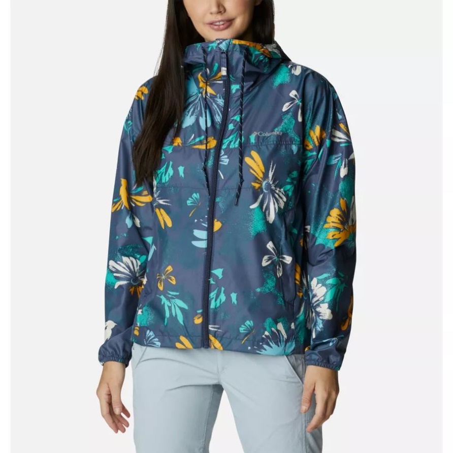 Flash Challenger Neuheit Windjacke Für Damen Columbia Nächtliche Gänseblümchenparty Multi-Print