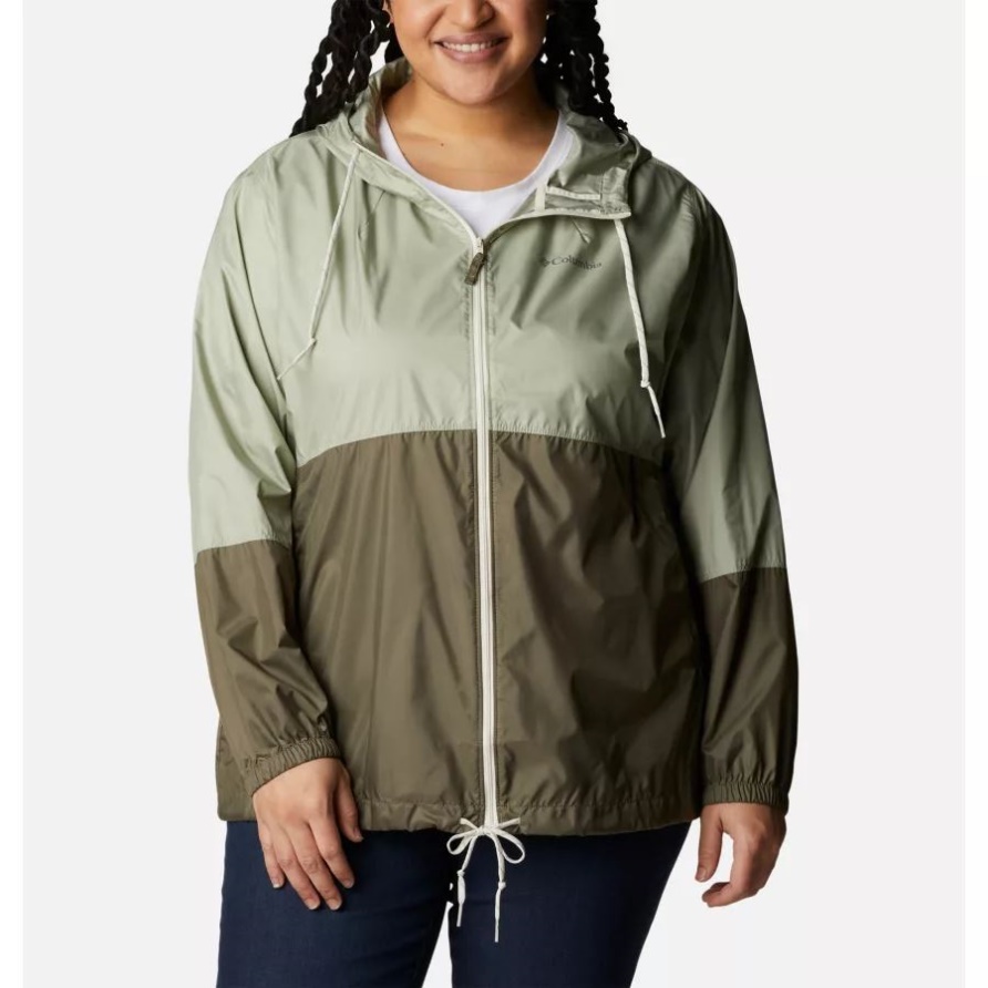 Flash-Forward-Windjacke Für Damen Plus Größe Columbia Safari/Steingrün