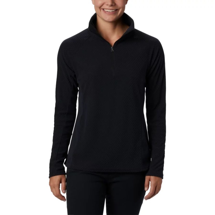 Damen-Pullover Mit Halbreißverschluss Und Glazialem IV-Print Columbia Black Steppmuster/Schwarz
