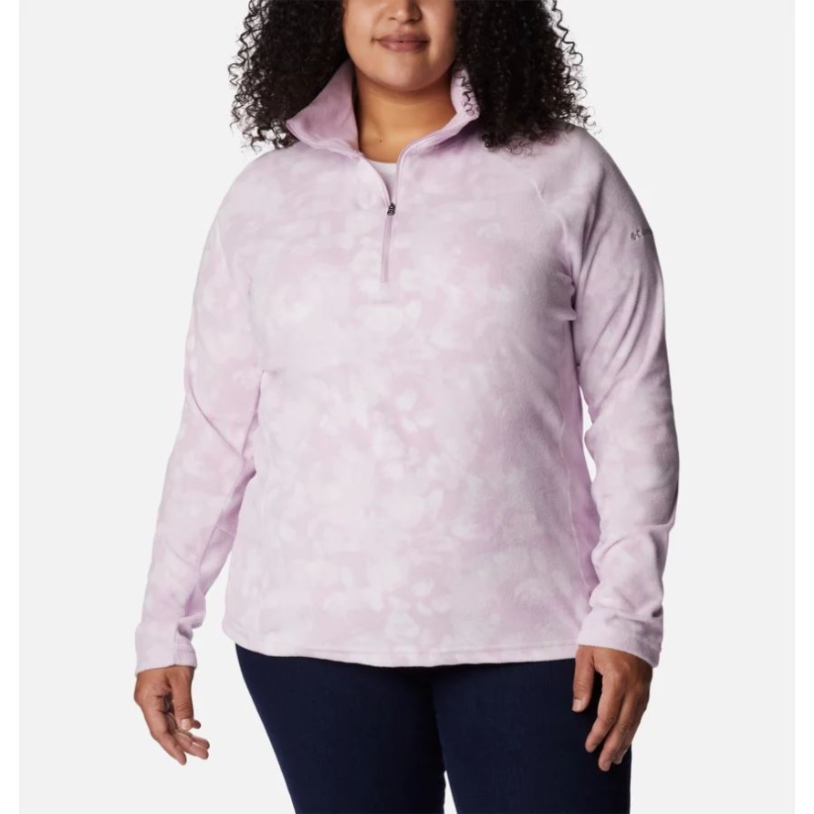 Damen-Pullover Mit Halbem Reißverschluss Und Glazial-IV-Print Plus Größe Aura Solarized Print Columbia