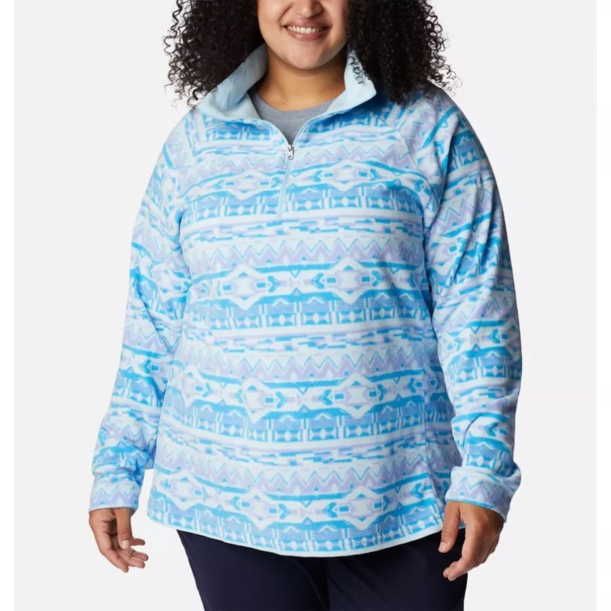 Damen-Pullover Mit Halbreißverschluss Und Glazial-IV-Print Plus Größe Columbia Serenity 80er-Streifendruck