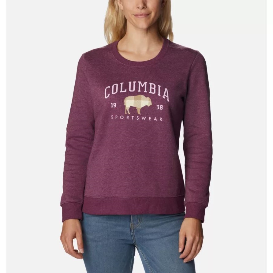 Sweatshirt Mit Rundhalsausschnitt Von Hart Mountain II Für Damen Marionberry Heather/CSC Arch Range Columbia