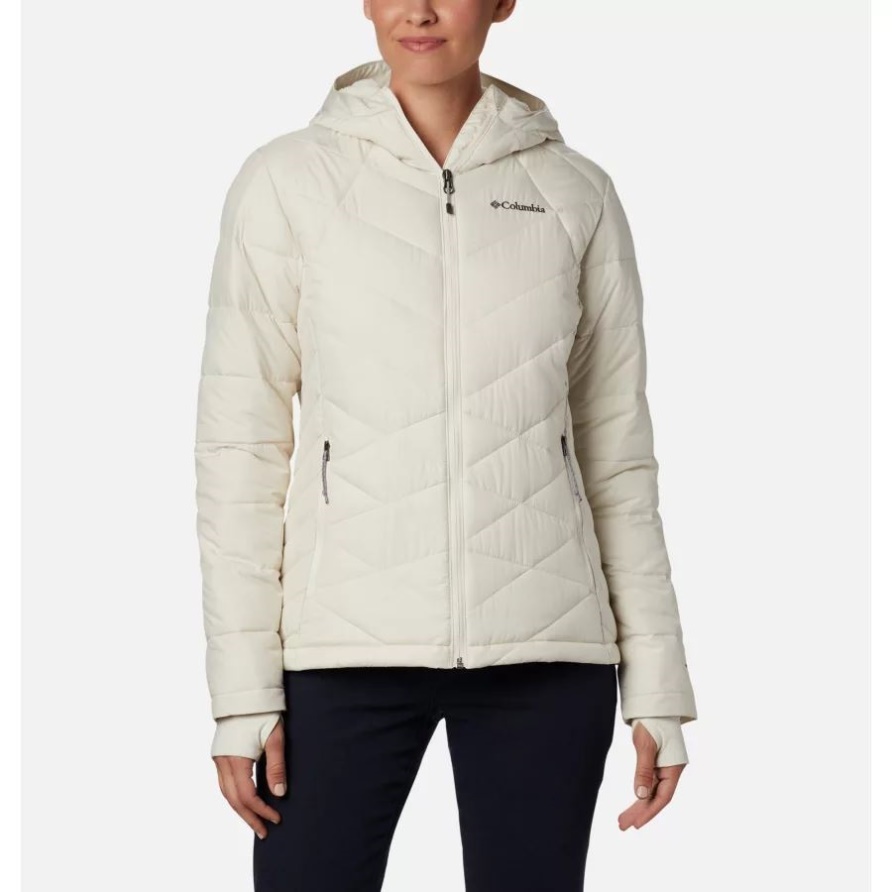 Himmlische Synthetische Daunenjacke Mit Kapuze Damen Columbia Chalk