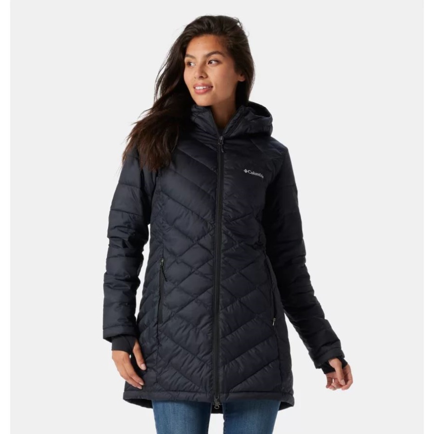 Himmlische Lange Kapuzenjacke Für Damen Columbia Schwarz