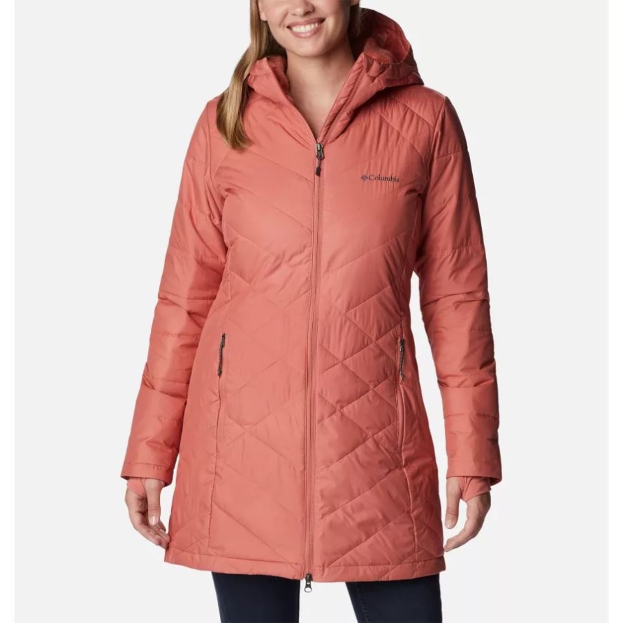 Himmlische Lange Kapuzenjacke Für Damen Dark Coral Columbia