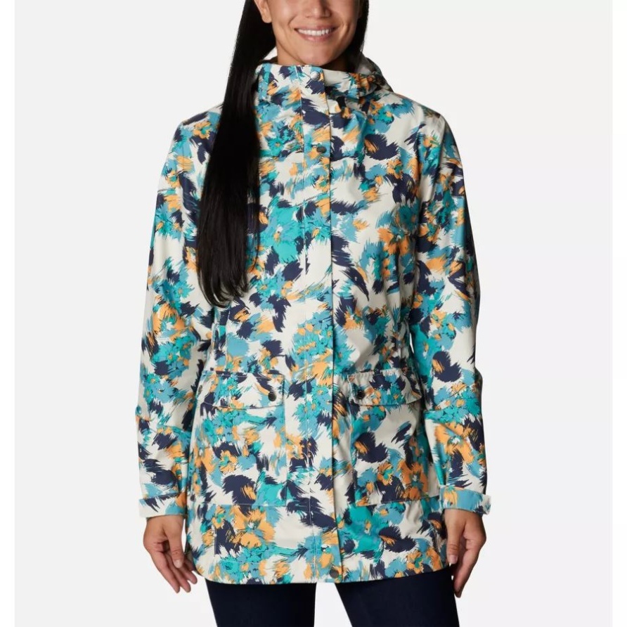 Hier Und Da Trenchjacke Für Damen Chalk Typhoon Blooms Multi Print Columbia