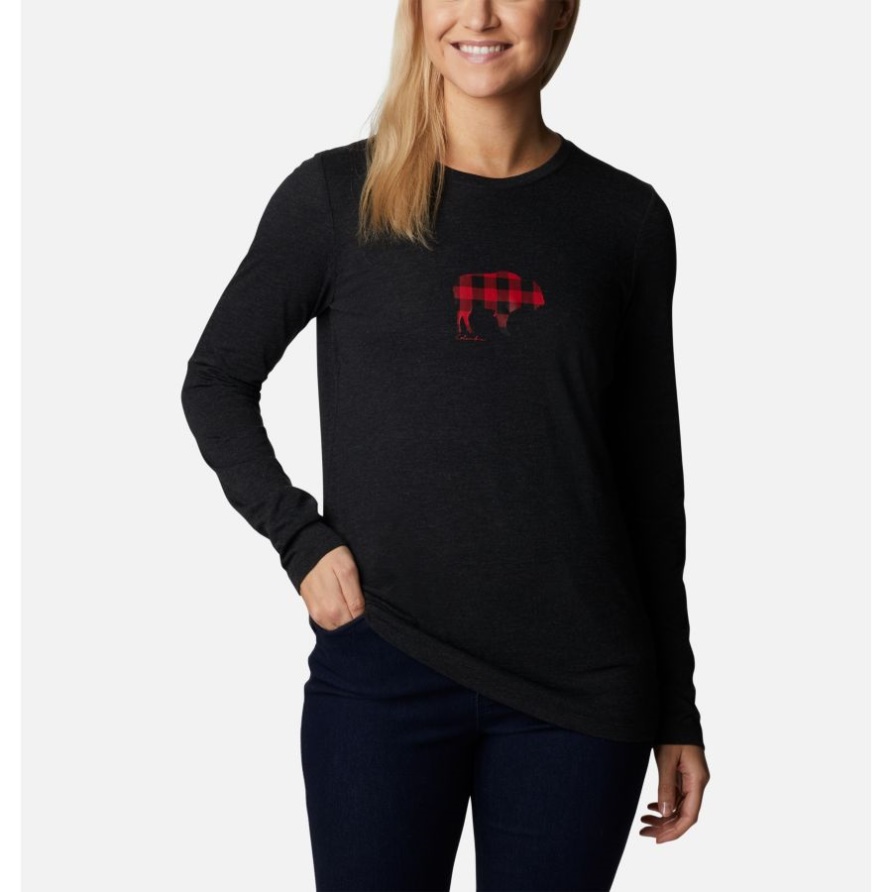 Hidden Haven Langarm-T-Shirt Für Damen Columbia Black Heather/Range Roam Print