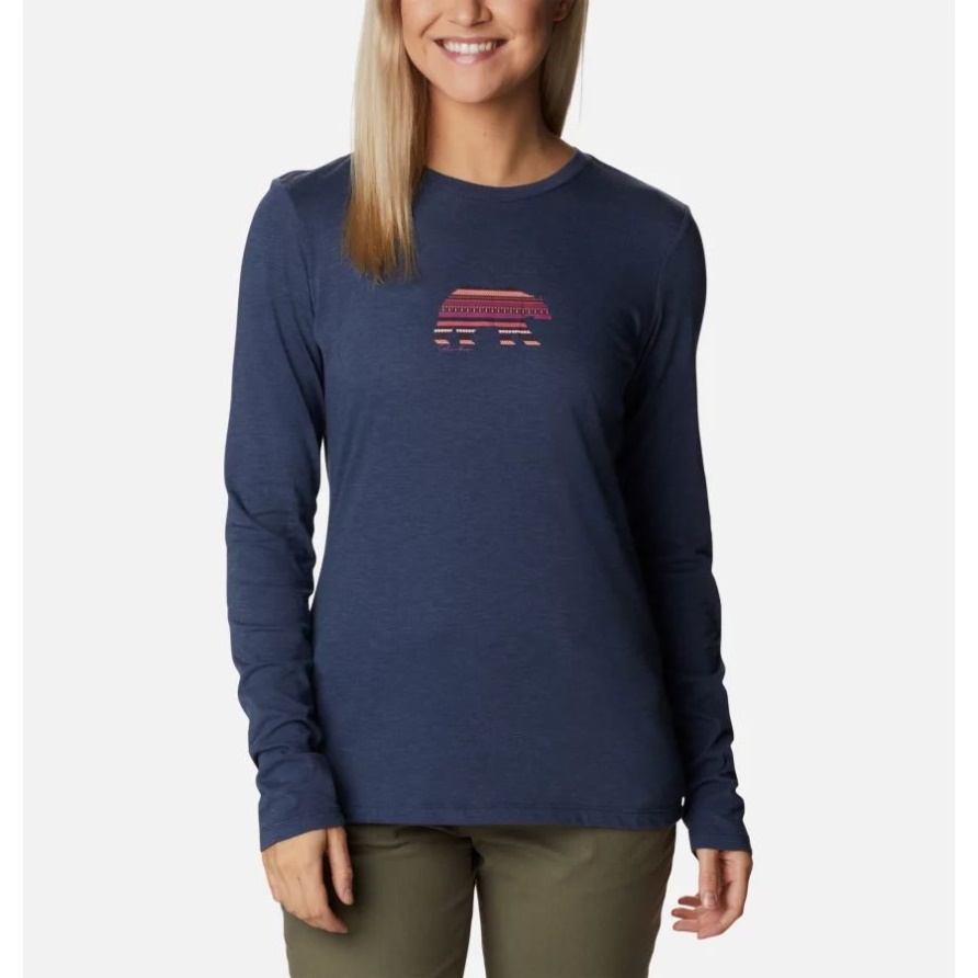 Langärmliges T-Shirt Hidden Haven Für Damen, Nächtlicher Heather/Bearly-Print Columbia