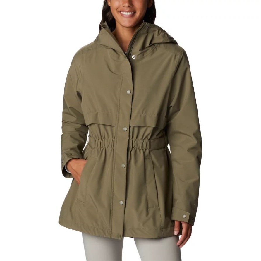 Damen Lange Trenchjacke Valley Stone Green Columbia