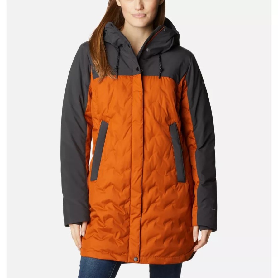 Mountain Croo II Wasserdichte Mittlere Daunenjacke Mit Kapuze Für Damen Shark/Warm Copper Columbia