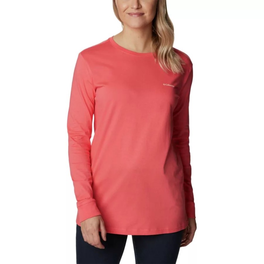 Langärmliges Damen-T-Shirt Mit North Cascades-Grafik Auf Der Rückseite, Errötendes Rosa/Stamp Stencil Columbia