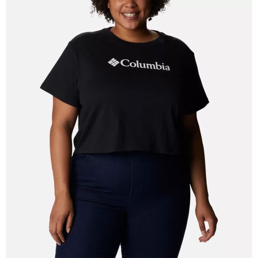 Kurz Geschnittenes North Cascades-T-Shirt Für Damen In Übergröße, Schwarz, Kolumbien
