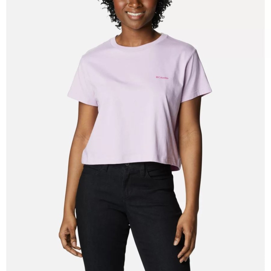 Kurz Geschnittenes North Cascades-Grafik-T-Shirt Für Damen Columbia Aura/CSC Farbverlauf Mit Logo