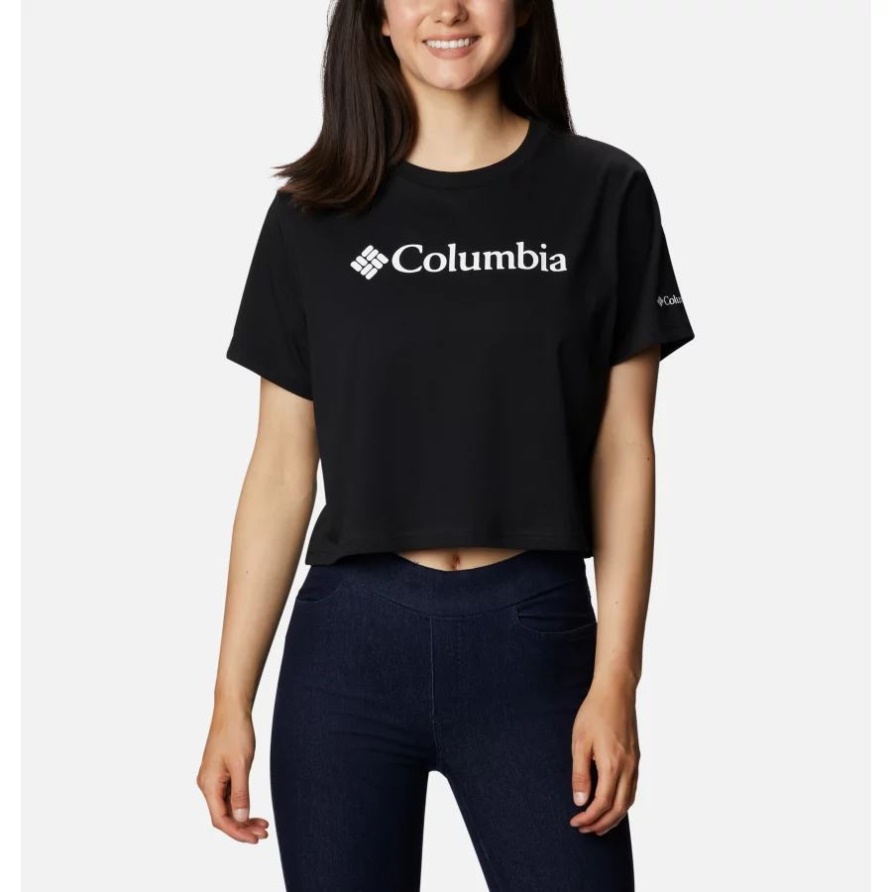 Kurz Geschnittenes T-shirt Mit North Cascades-grafik Für Damen Columbia Schwarz
