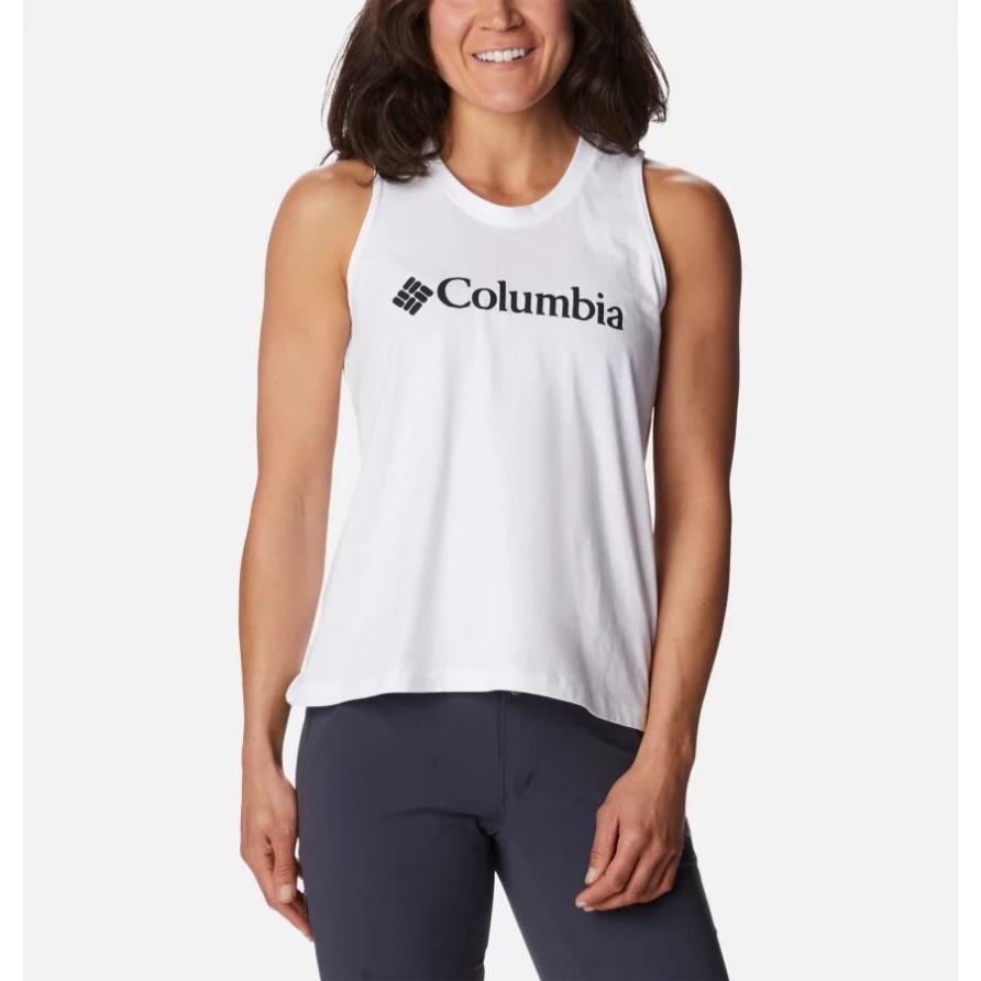 Damen North Cascades Tank Columbia Weiß/schwarz Gebrandmarkt
