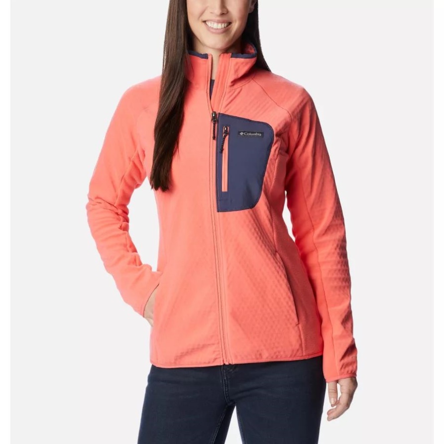 Tracks Outdoor-Fleecejacke Mit Durchgehendem Reißverschluss Für Damen Columbia Blush Pink/Peach Blossom