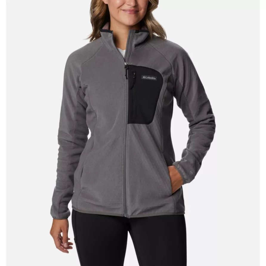 Tracks Outdoor-Fleecejacke Mit Durchgehendem Reißverschluss Für Damen Columbia City Grey/Black