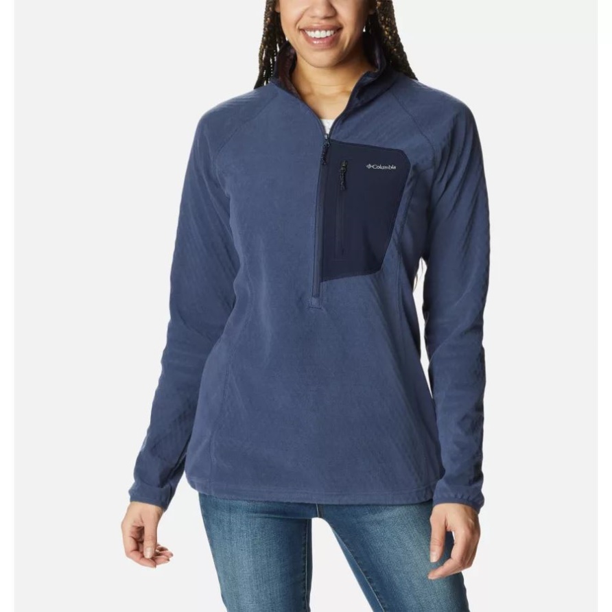Damen-Outdoor-Tracks-Fleecepullover Mit Halbem Reißverschluss Columbia Nocturnal/dark Nocturnal