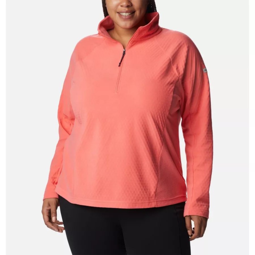 Damen-Übersichtspass Mit Halbem Reißverschluss Plus Größe Columbia Blush Pink