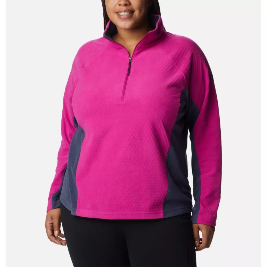 Oversize-Pass Mit Halbem Reißverschluss Für Damen In Übergröße Wildes Fuchsia/nächtliches Columbia