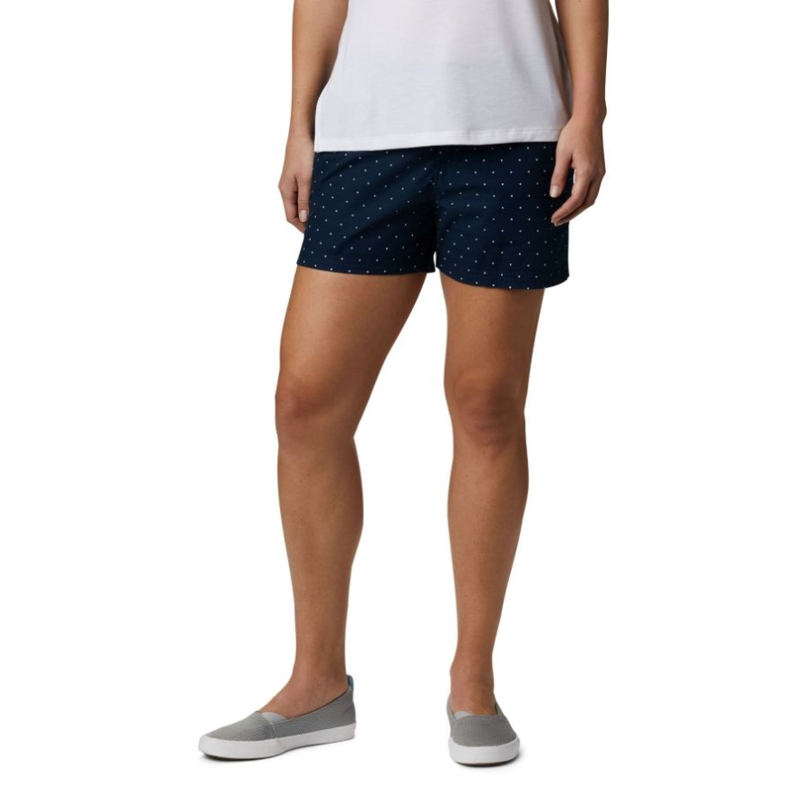 Pfg Bonehead Stretch Shorts Für Damen Collegiate Navy Swiss Dot Columbia