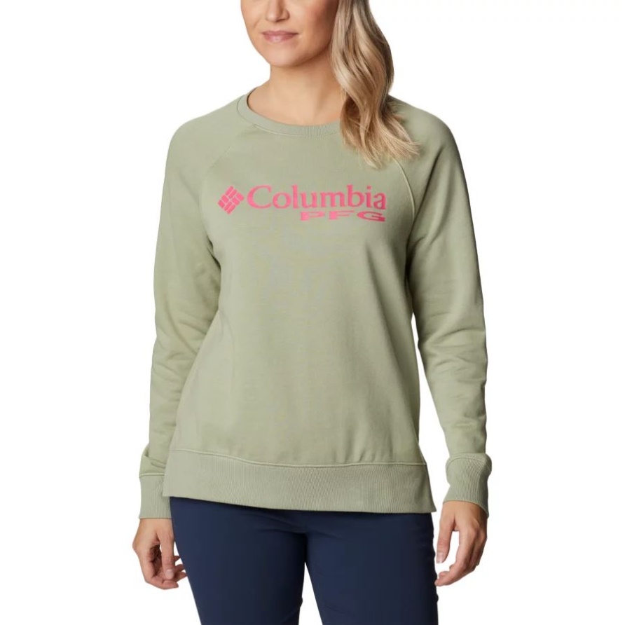 Damen-PFG Slack Water French Terry Crew-Sweatshirt Columbia Safari