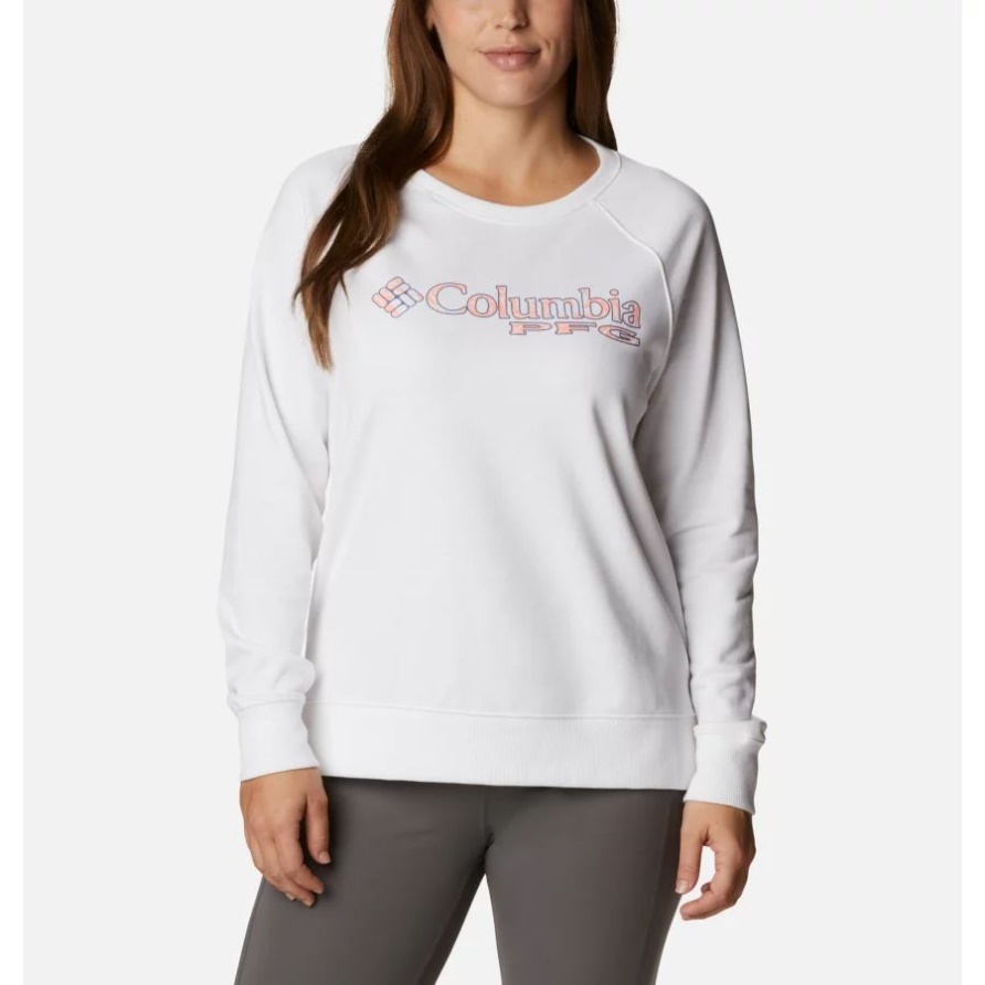 Rundhals-Sweatshirt Aus French Terry Von Pfg Für Damen In Columbia White/Palmetto-Grafik