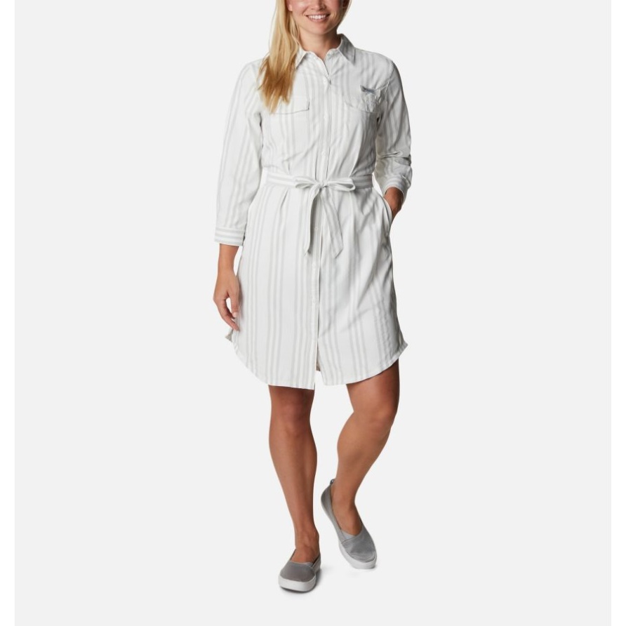 Pfg Sun Drifter Gewebtes Kleid Für Damen Cool Grey Stripe Columbia
